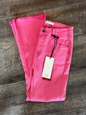 NWT Q2 Premium Denim Pink Flare Cut Jeans